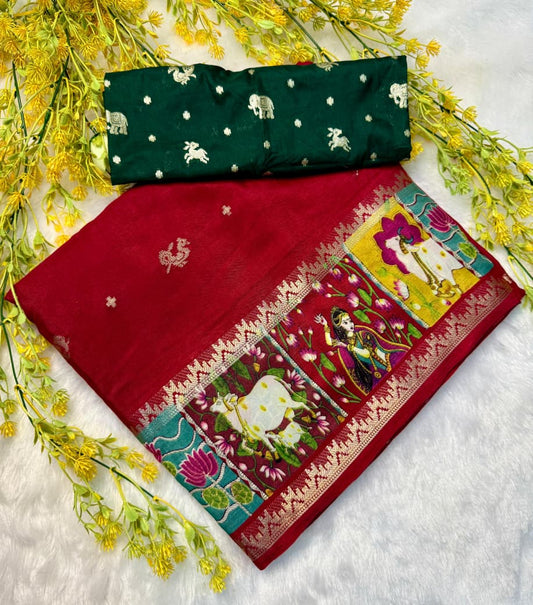 Kayatri New Pure mangalgiri silk with jari all over saree jequrd boder same as originall boder only