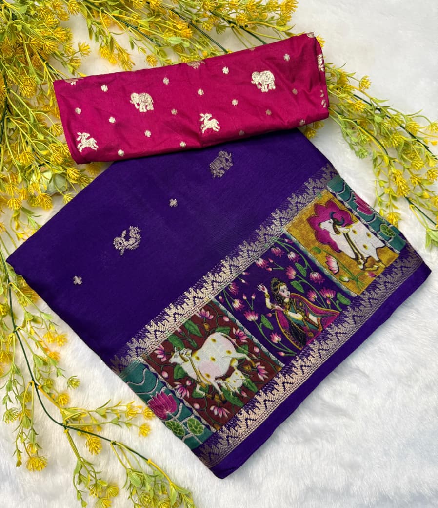 Kayatri New Pure mangalgiri silk with jari all over saree jequrd boder same as originall boder only