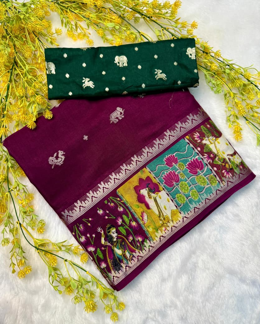 Kayatri New Pure mangalgiri silk with jari all over saree jequrd boder same as originall boder only