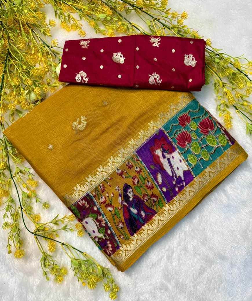 Kayatri New Pure mangalgiri silk with jari all over saree jequrd boder same as originall boder only