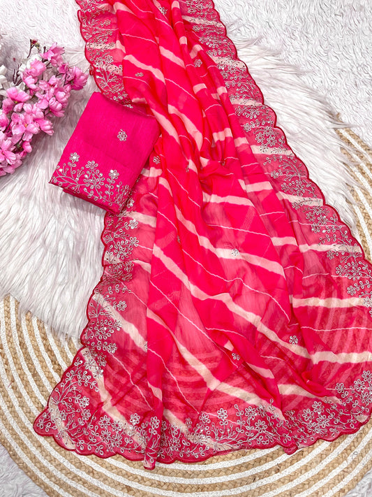 Kayatri New Bollywood Trending Teby orengza with digital print Saree