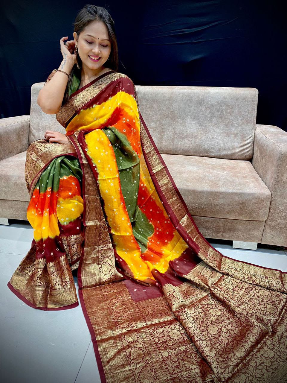 Kayatri New Kanjivaram Bandhani Saree
