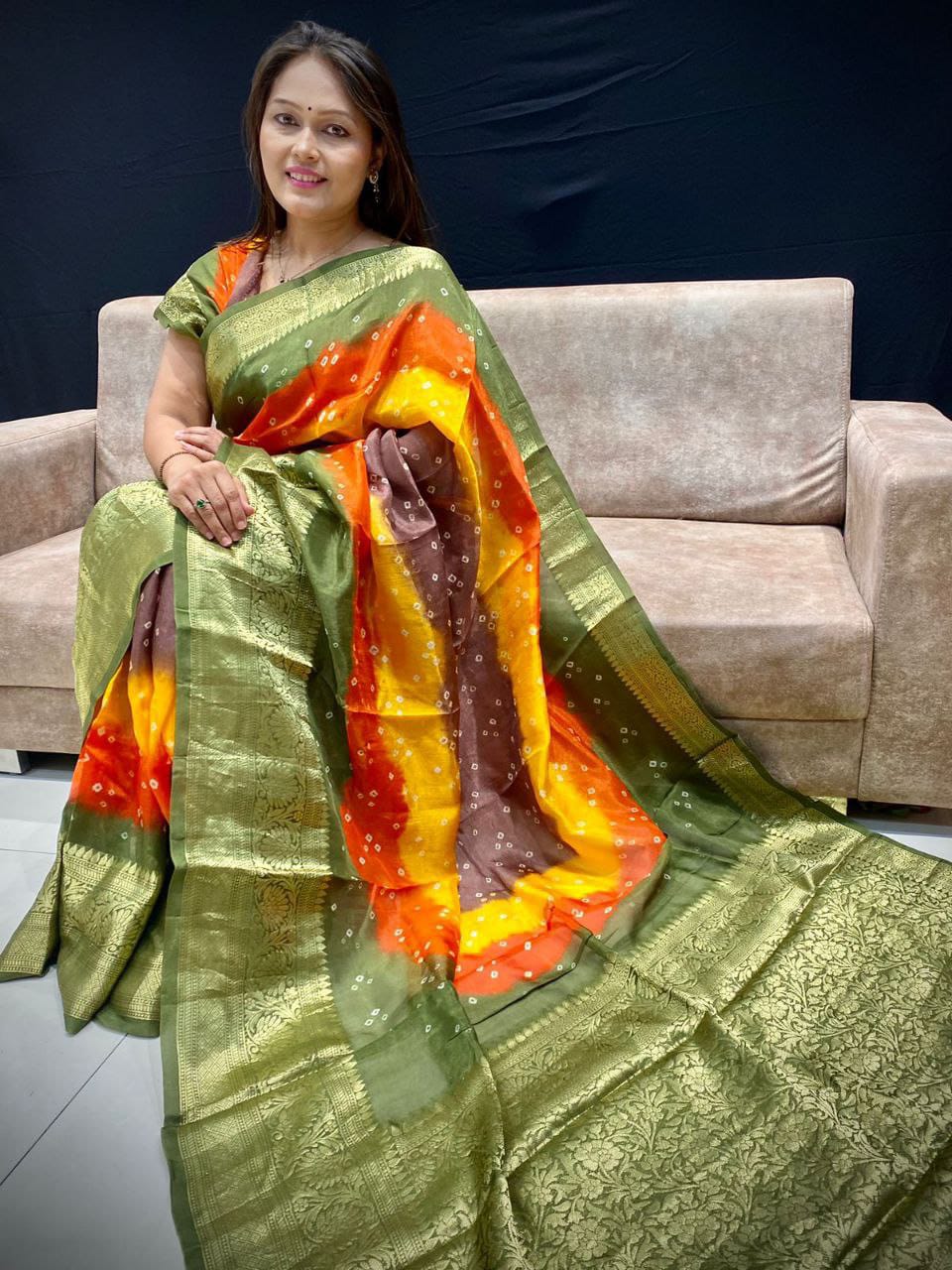 Kayatri New Kanjivaram Bandhani Saree