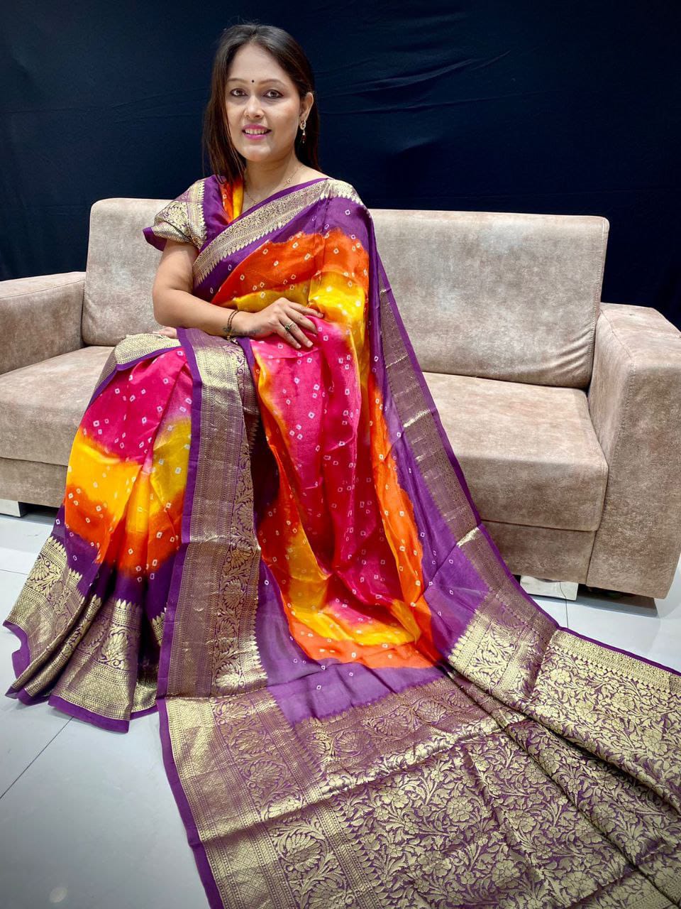 Kayatri New Kanjivaram Bandhani Saree