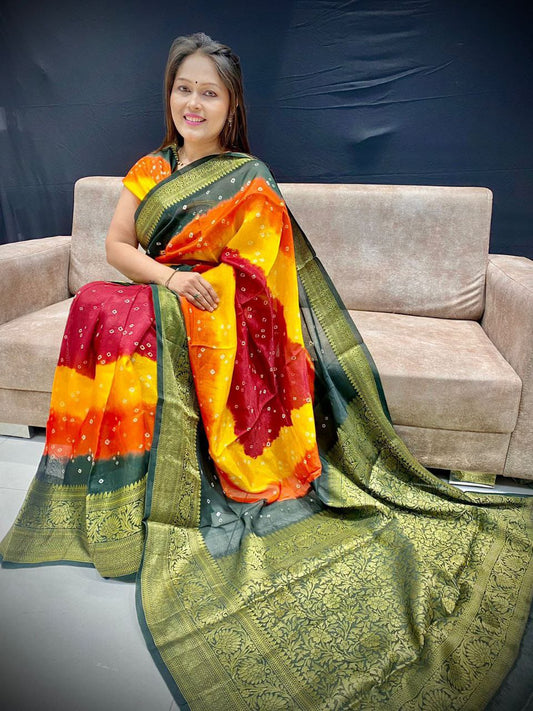Kayatri New Kanjivaram Bandhani Saree