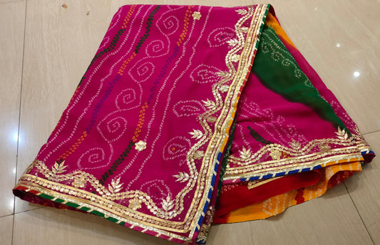 Kayatri New Georgette Moss fabric pachrangi saree