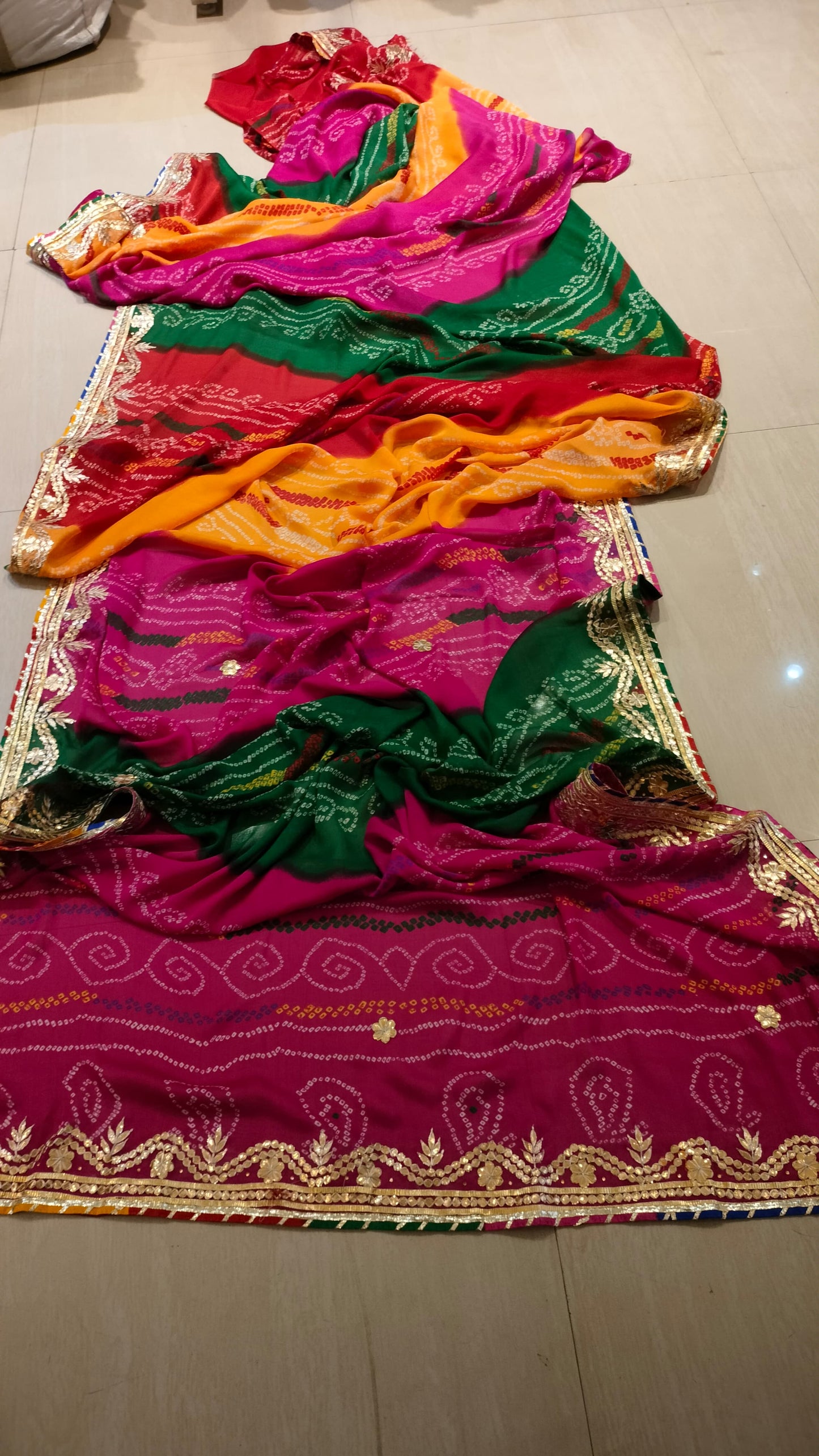 Kayatri New Georgette Moss fabric pachrangi saree