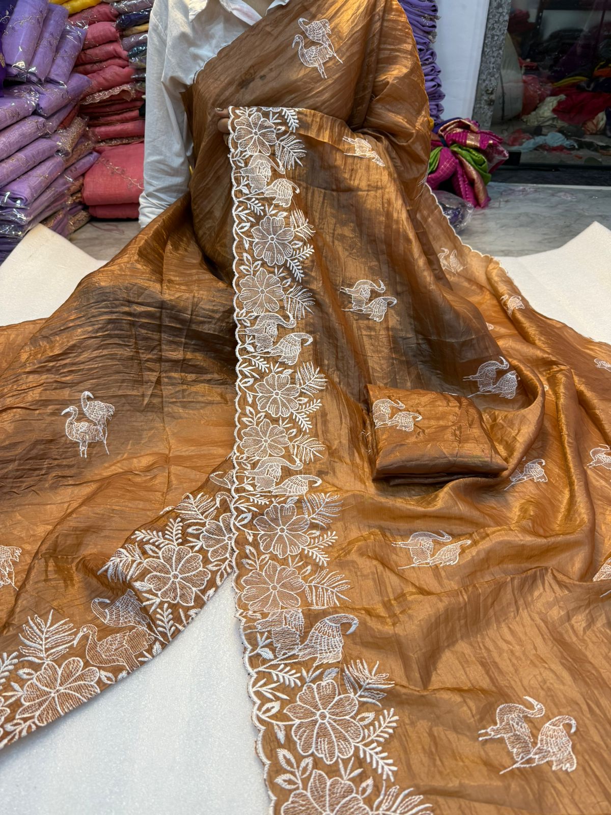 Kayatri New  Beautiful Premium Quality soft gold crush Designer Saree