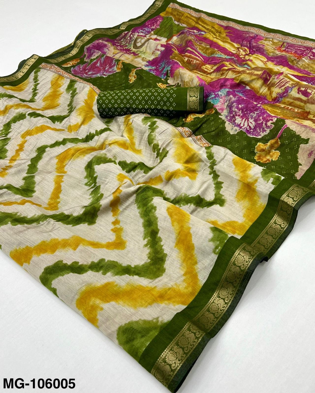 Kayatri New Mangalgiri Cotton with Designer Leheriya Print & Beautiful Saree