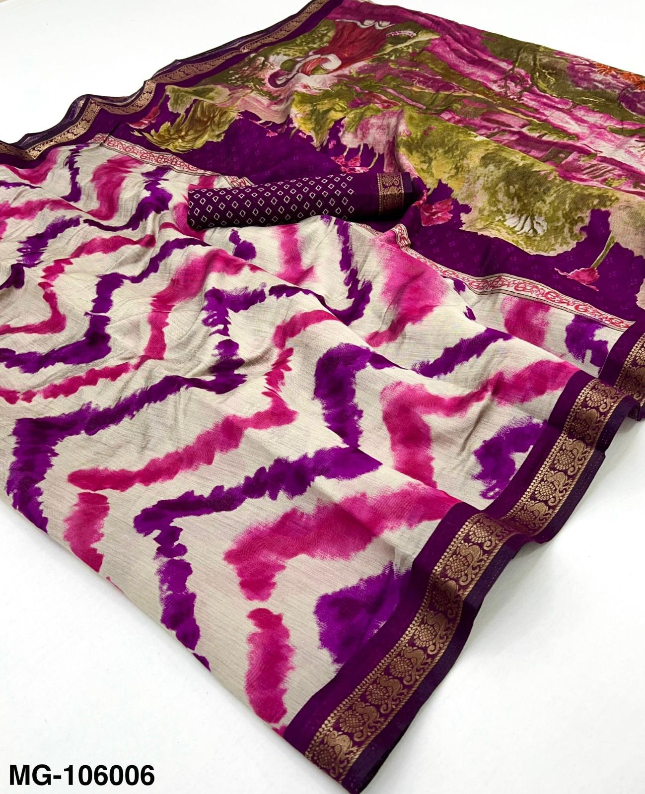 Kayatri New Mangalgiri Cotton with Designer Leheriya Print & Beautiful Saree