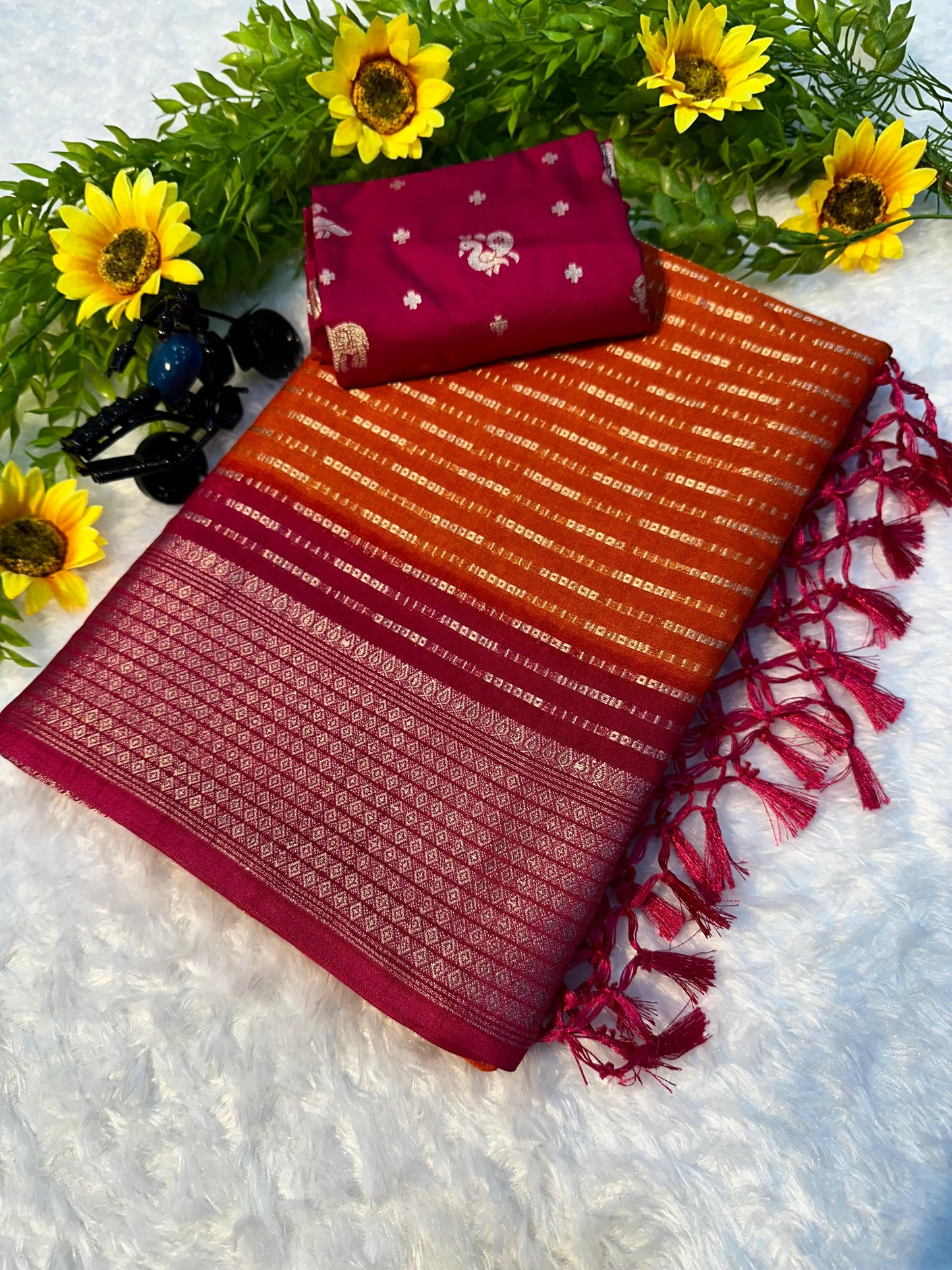 Kayatri New Beautiful heavy mysore silk saree with all over weaving Saree