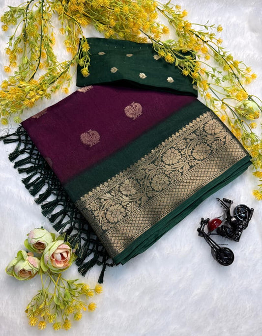 Kayatri New Pure dola silk with jari all over saree jequrd boder same as originall boder Saree