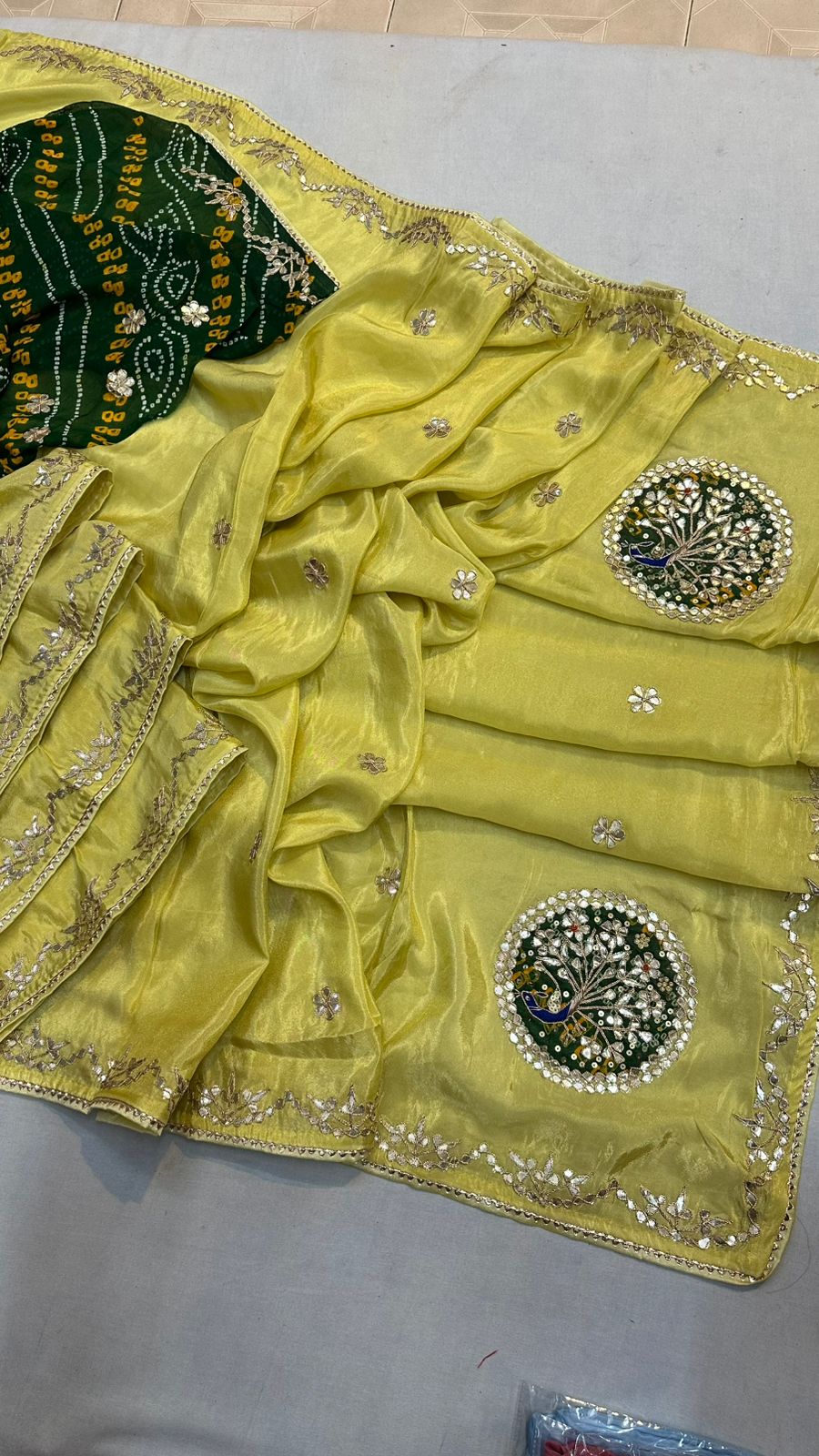 Kayatri New Fabric pure cosmos silk saree with beautiful hand gotta patti peacock work Saree