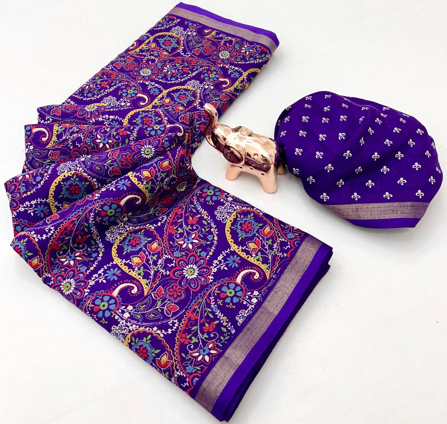 Kayatri New Heavy mul base cotton silk saree with beautiful bandhani printed and golden zari patti border Saree