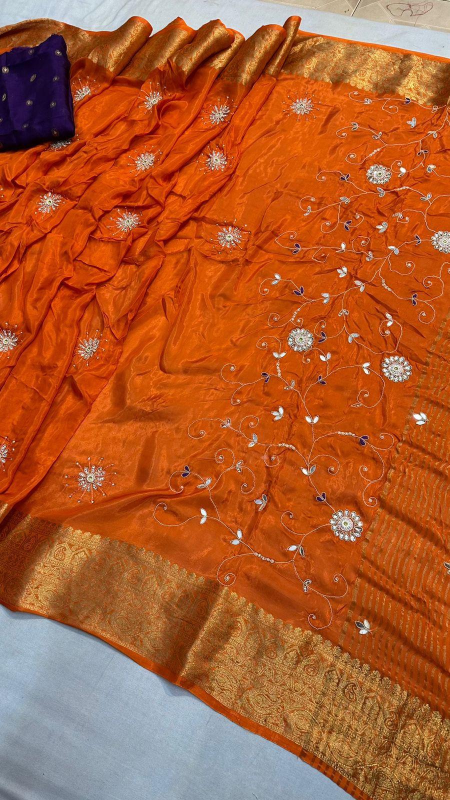 Kayatri New Fabric pure Ho silk jari saree with beautiful hand work with zari rich pallu Saree