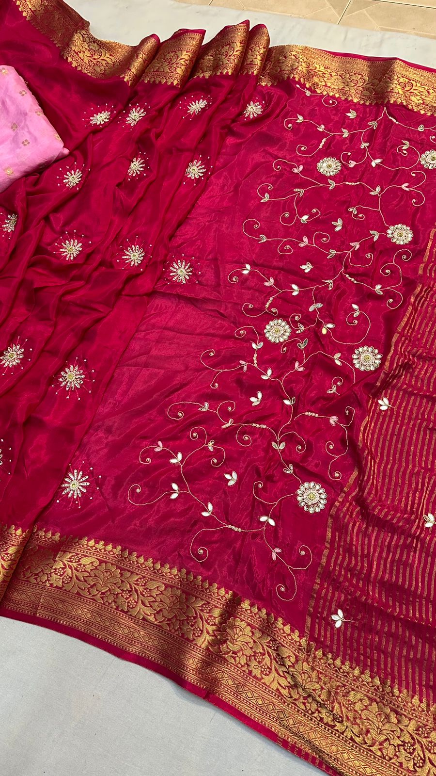 Kayatri New Fabric pure Ho silk jari saree with beautiful hand work with zari rich pallu Saree
