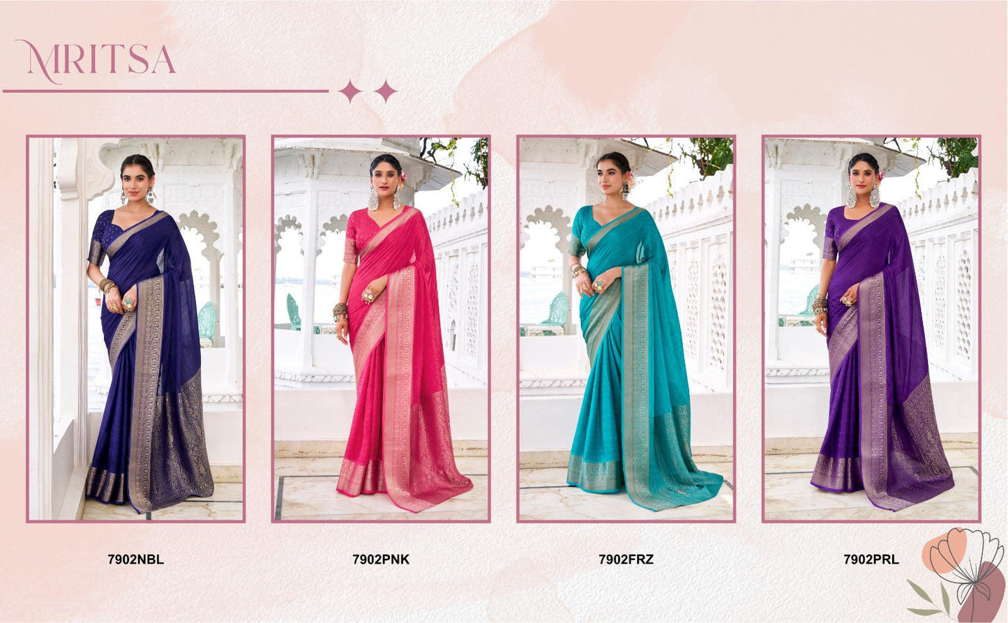 Kayatri New Draped in Chinon charm Self Printed With Zari Weaving Work Saree