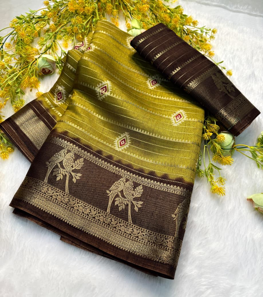 Kayatri New Pure Dola silk with jequrd boder same as originall boder Saree
