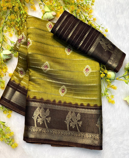 Kayatri New Pure Dola silk with jequrd boder same as originall boder Saree