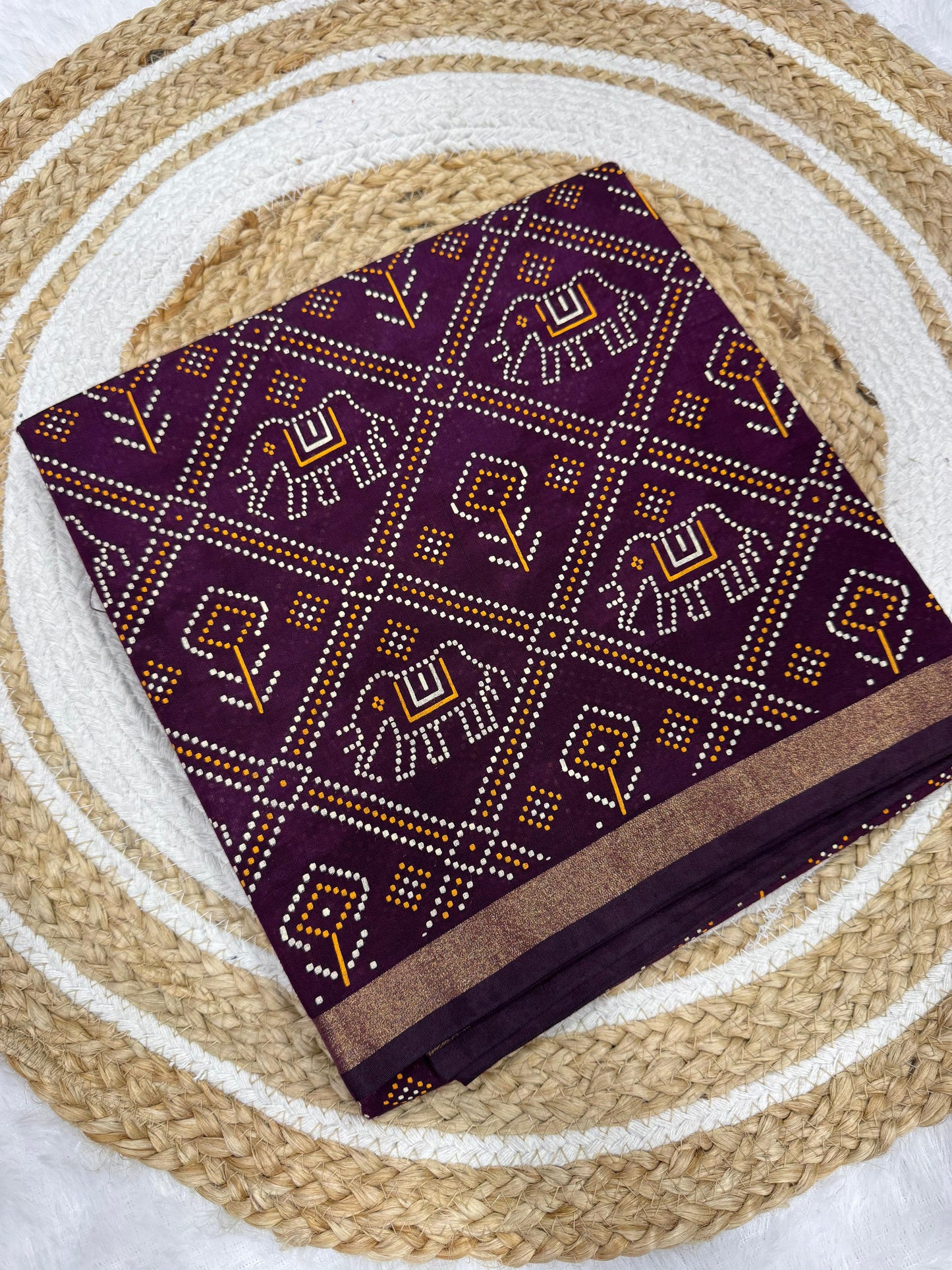 Kayatri New Gadhval Bandhani Saree PRINT Bandhej Saree