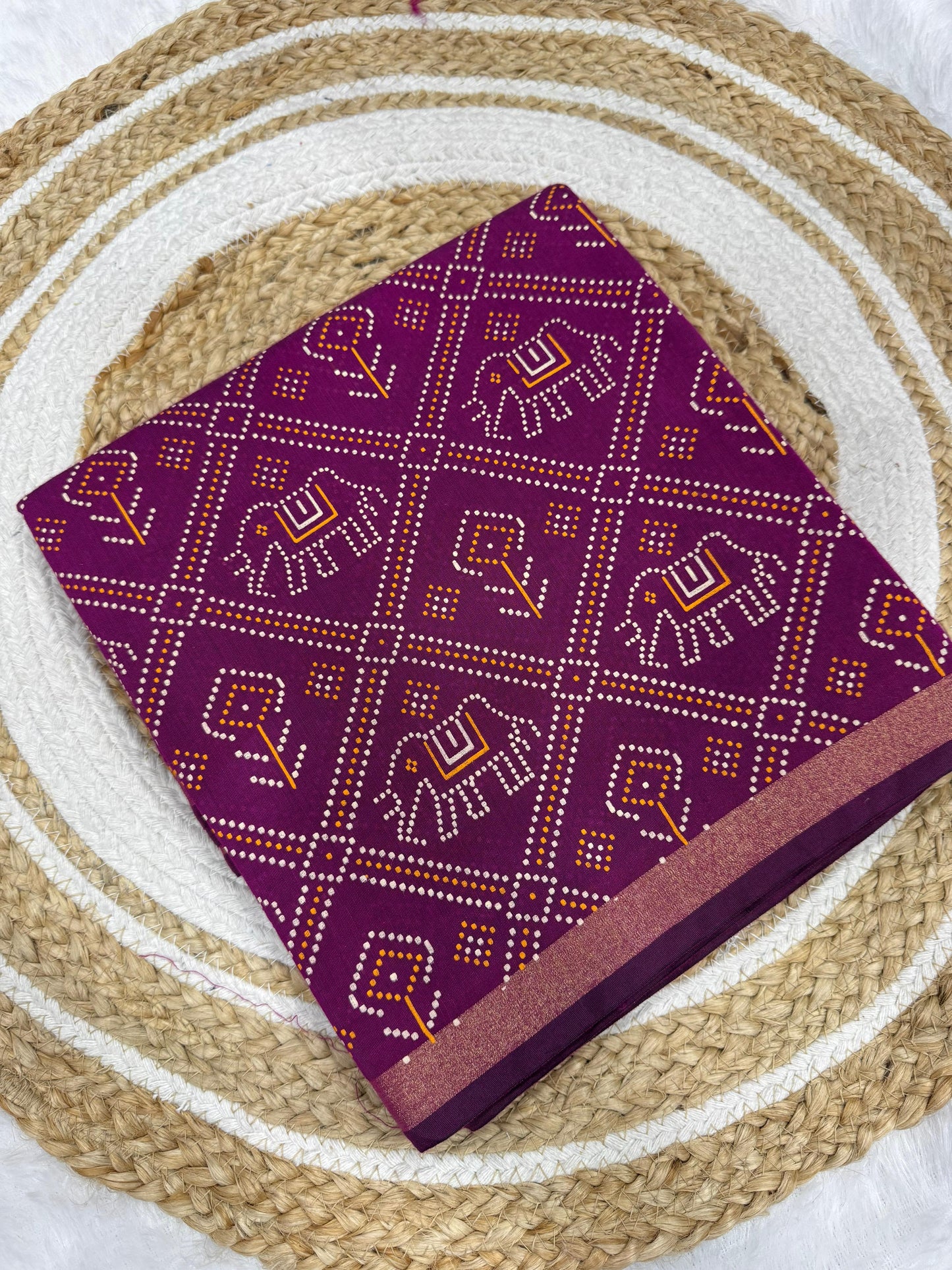 Kayatri New Gadhval Bandhani Saree PRINT Bandhej Saree