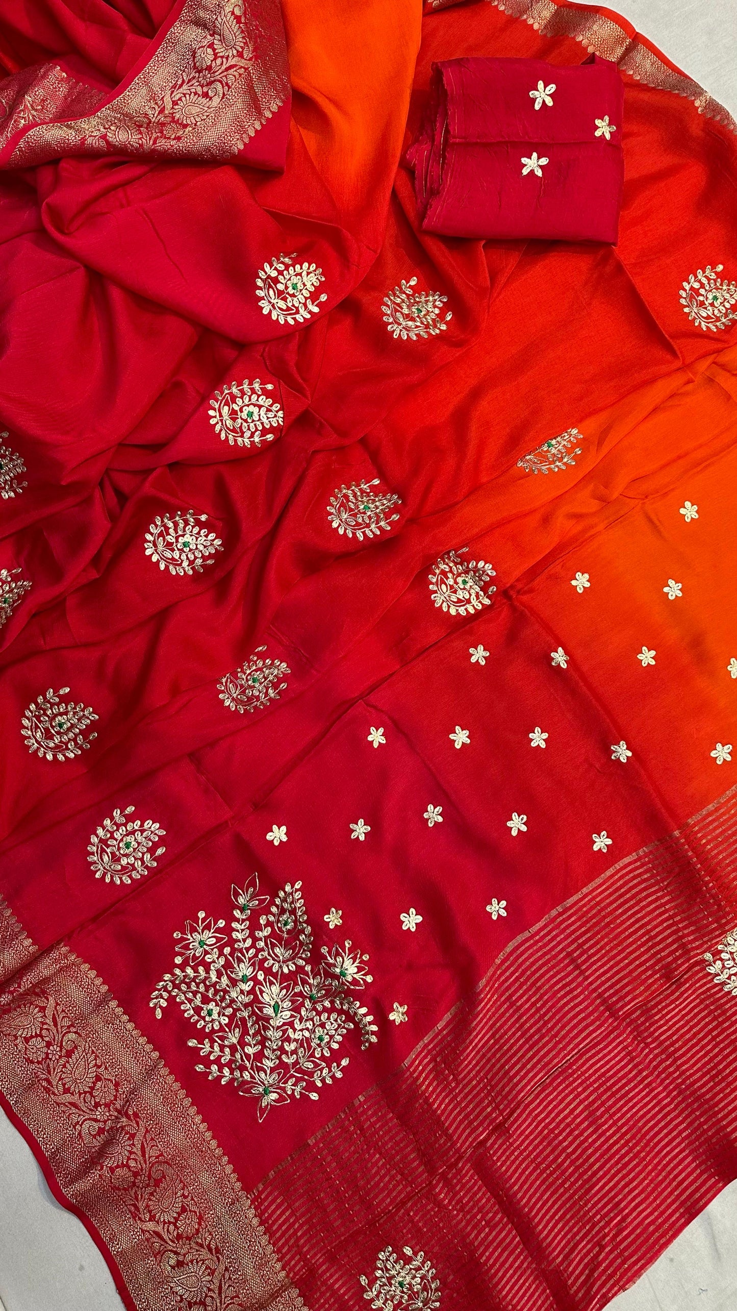 Kayatri New pure moonga silk jari saree with beautiful pittan gotta work Saree