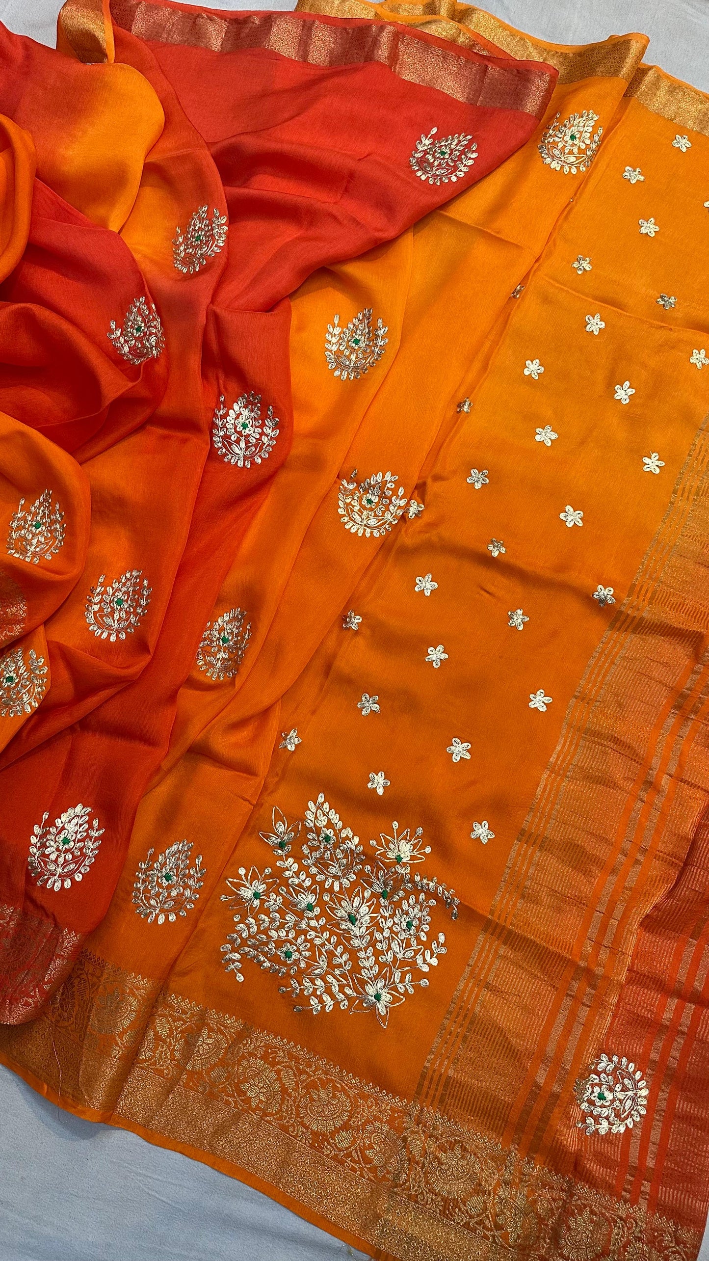 Kayatri New pure moonga silk jari saree with beautiful pittan gotta work Saree