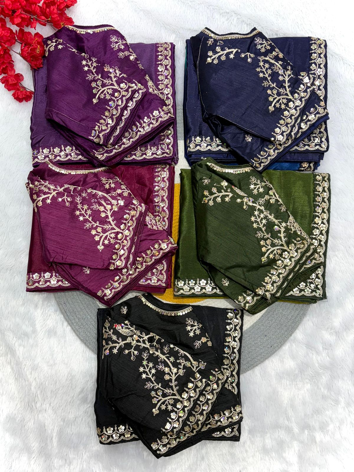 Kayatri New Pure Blooming NATURAL Chinnon padding silk saree with elegant sequence design