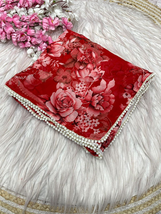 Kayatri New  Soft georgette Saree with floral print all over saree with printed blouse of same fabric as saree