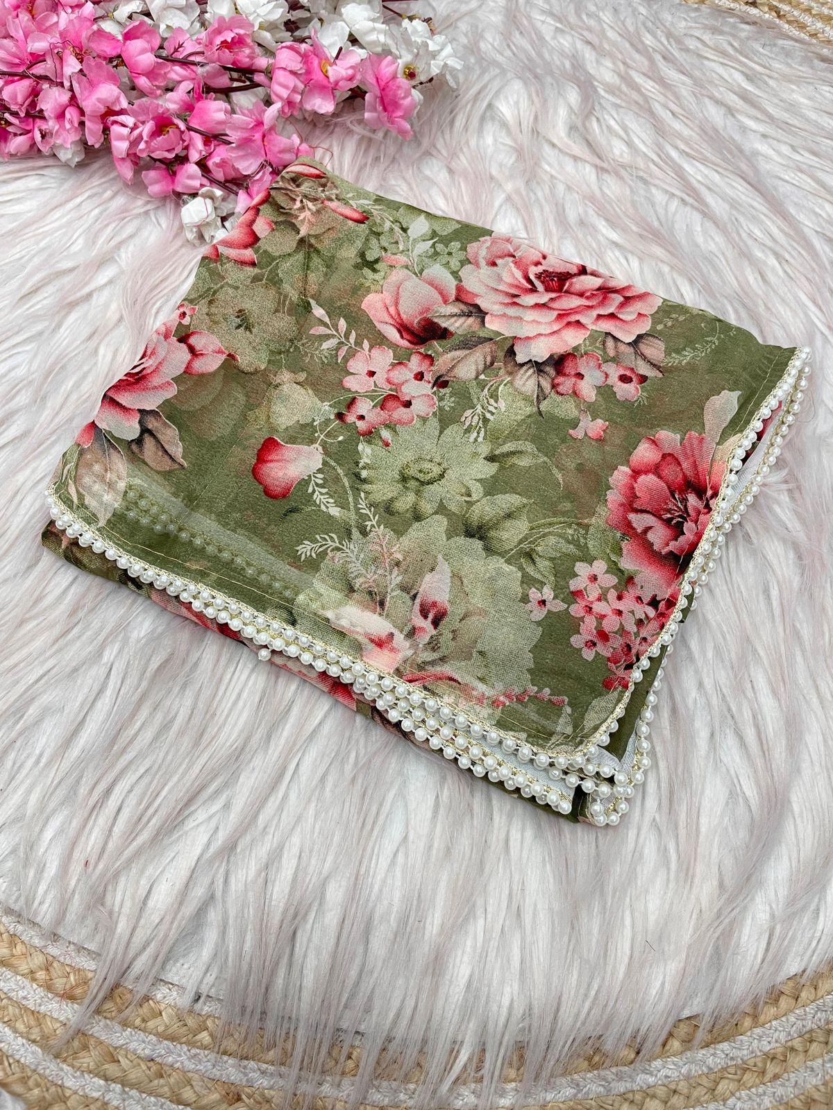 Kayatri New  Soft georgette Saree with floral print all over saree with printed blouse of same fabric as saree