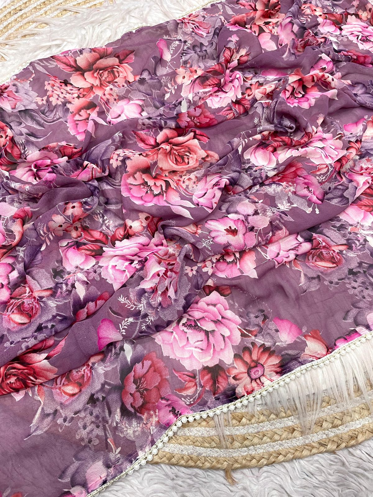 Kayatri New  Soft georgette Saree with floral print all over saree with printed blouse of same fabric as saree