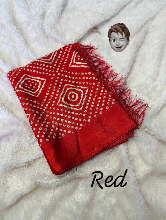 Kayatri New Soft DOLA SILK fabrics with  Bandhai fancy printed pallu Saree