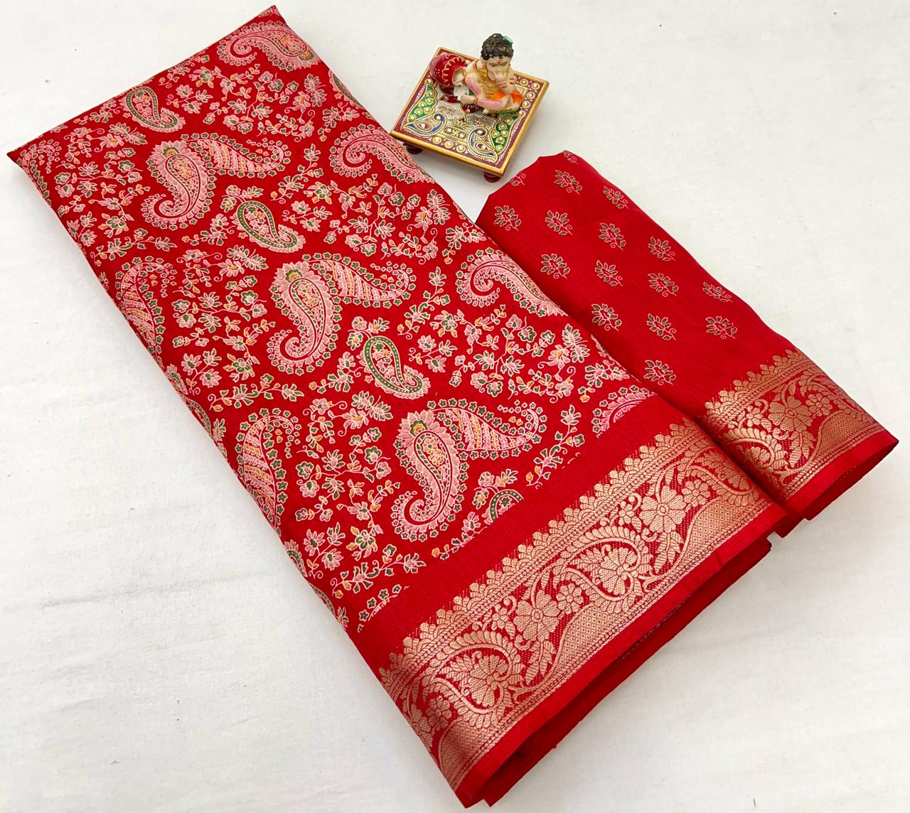 Kayatri New Launching Beautiful Pure Calcutta Dola silk saree  exclusive Print Saree