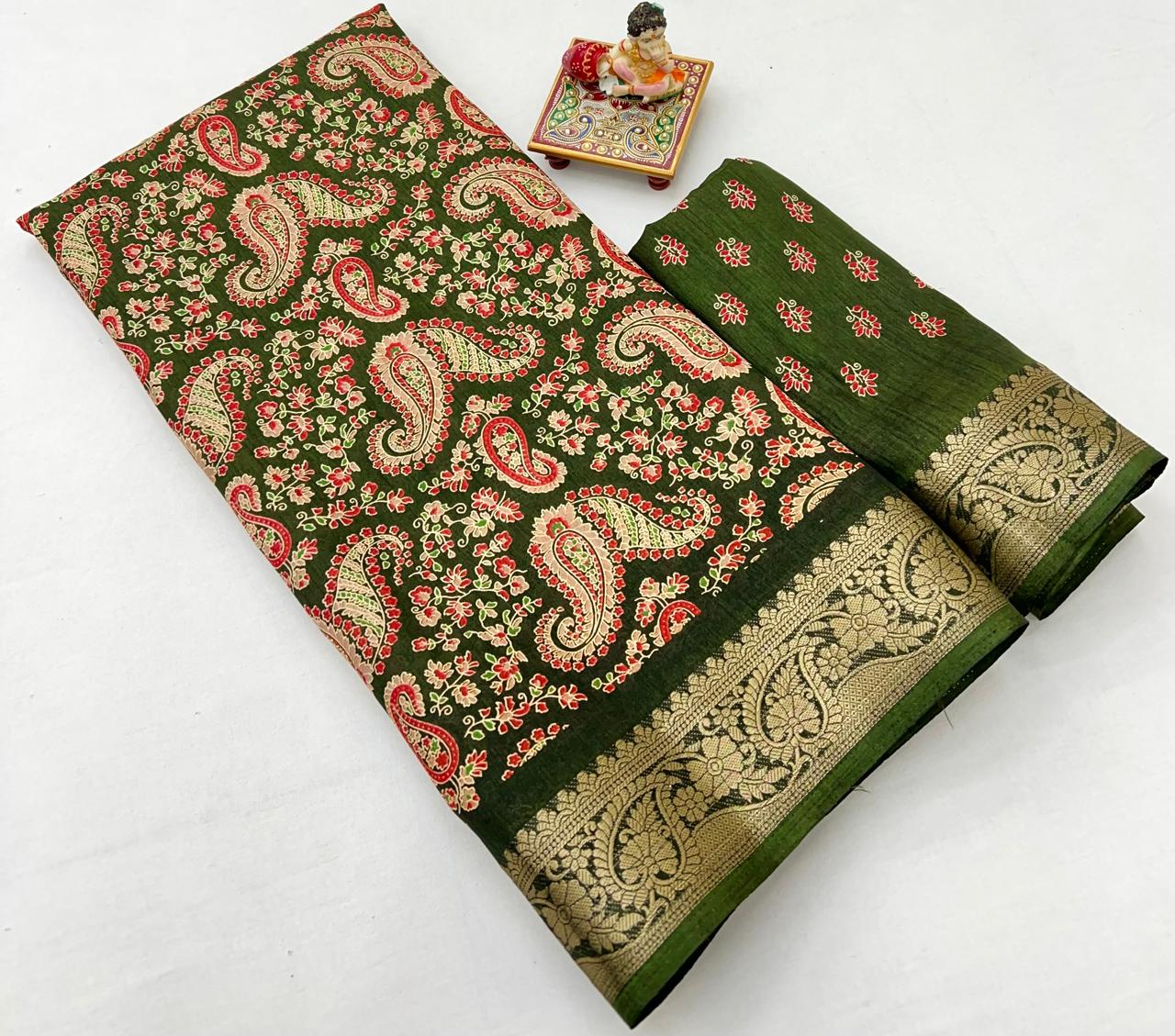 Kayatri New Launching Beautiful Pure Calcutta Dola silk saree  exclusive Print Saree