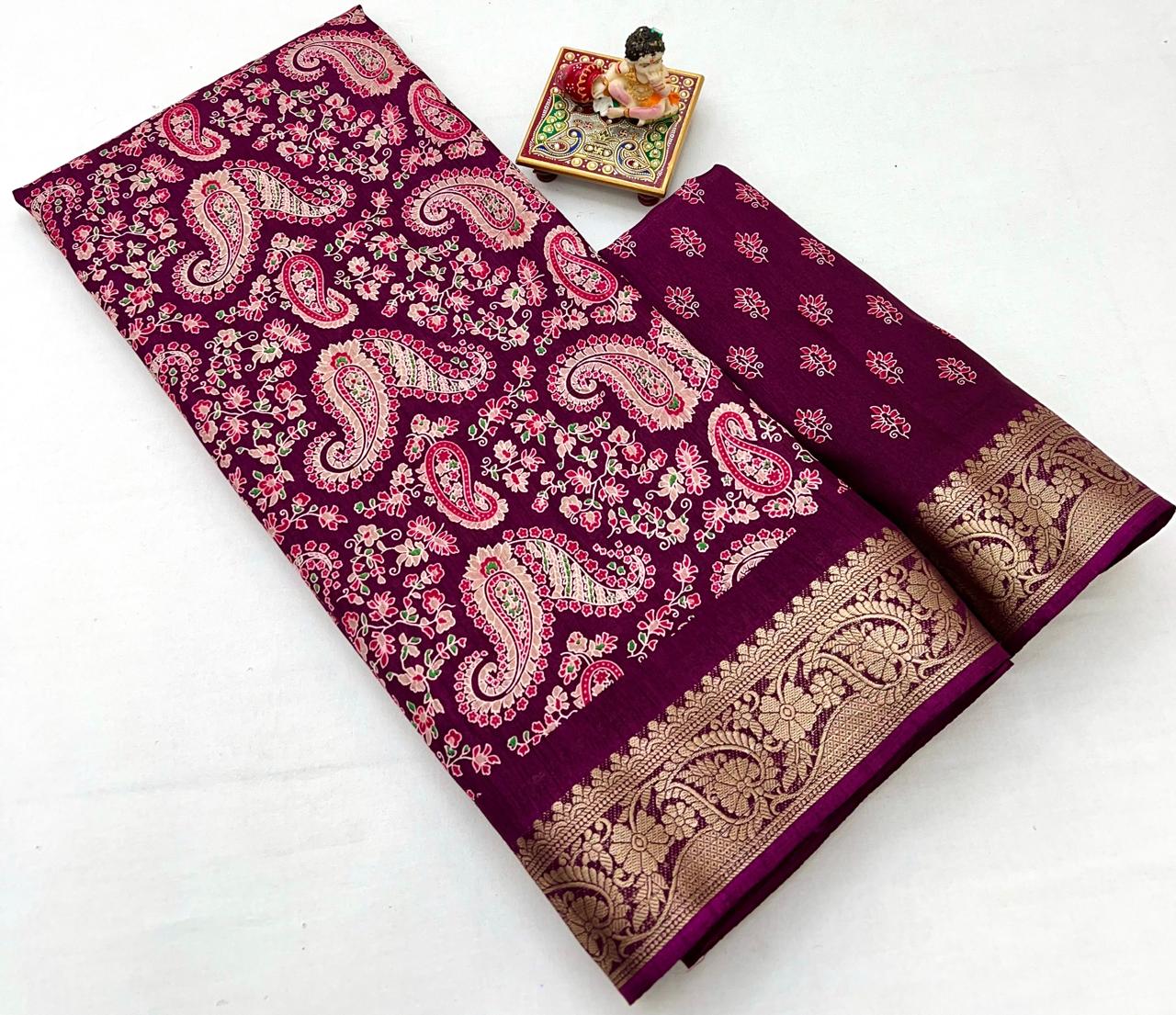 Kayatri New Launching Beautiful Pure Calcutta Dola silk saree  exclusive Print Saree