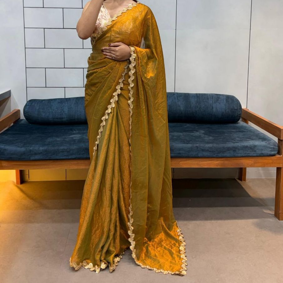 Kayatri New Elegant Fandy Chiffon Silk Saree with Beautiful Sequence Work