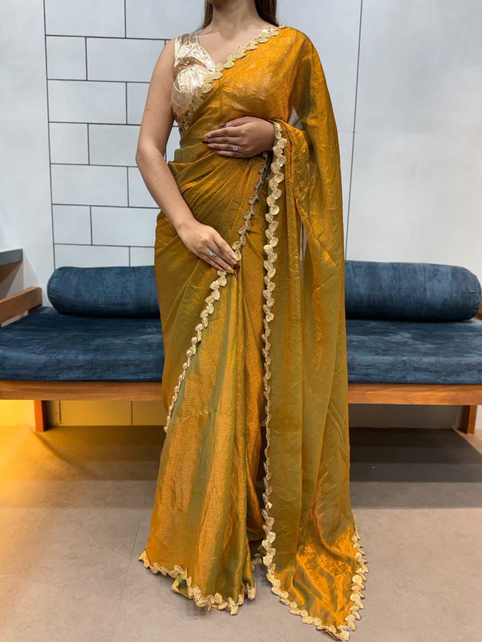 Kayatri New Elegant Fandy Chiffon Silk Saree with Beautiful Sequence Work