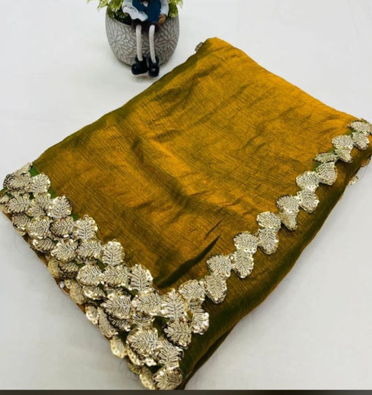 Kayatri New Elegant Fandy Chiffon Silk Saree with Beautiful Sequence Work