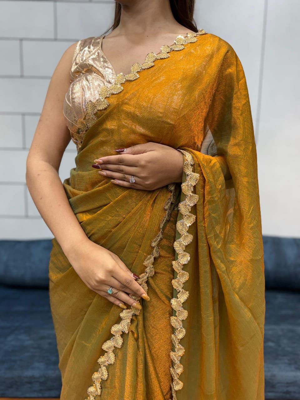 Kayatri New Elegant Fandy Chiffon Silk Saree with Beautiful Sequence Work