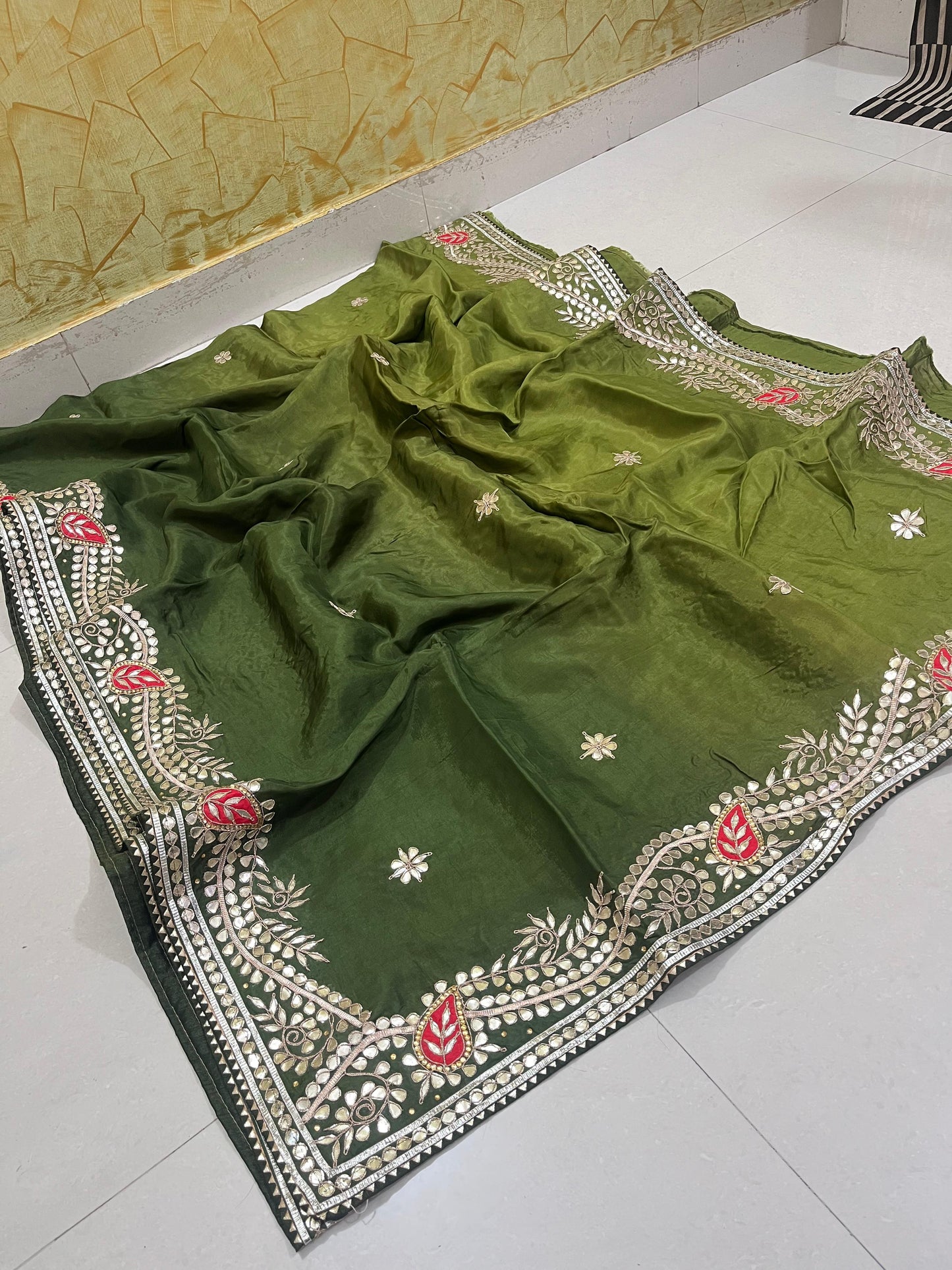 Kayatri New Pure Upada Silk Saree with Heavy Hand Gota Patti Work