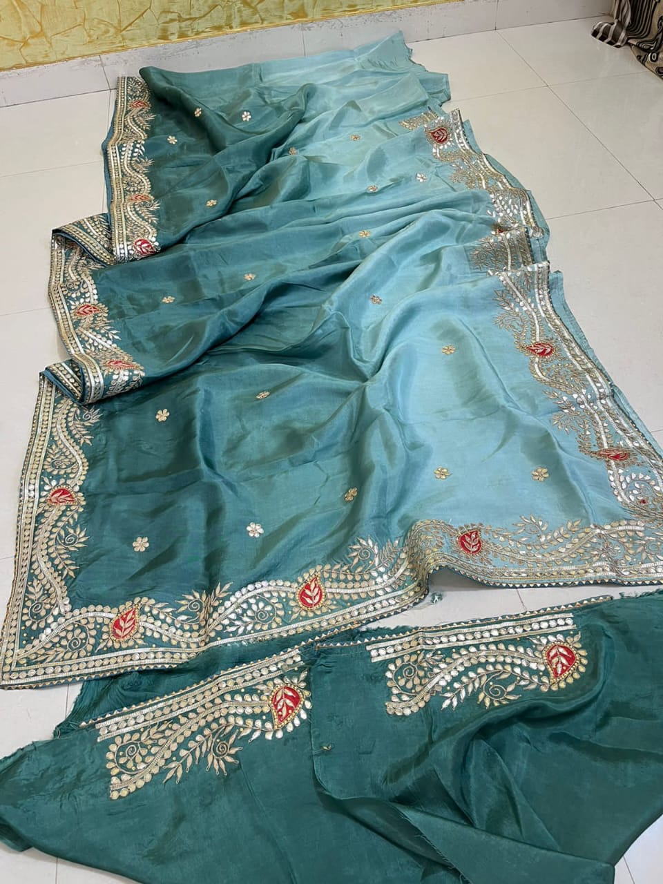 Kayatri New Pure Upada Silk Saree with Heavy Hand Gota Patti Work