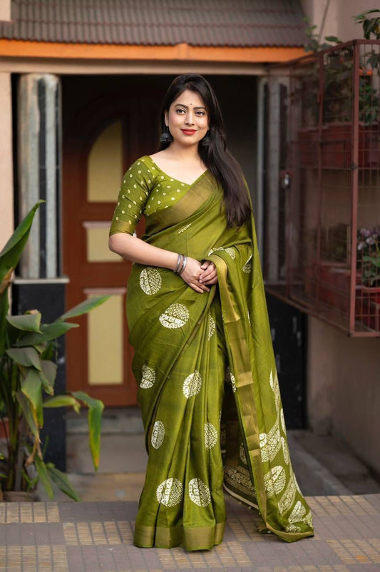 Kayatri New Designer Cotton Crepe Saree with Traditional Batik Style Prints