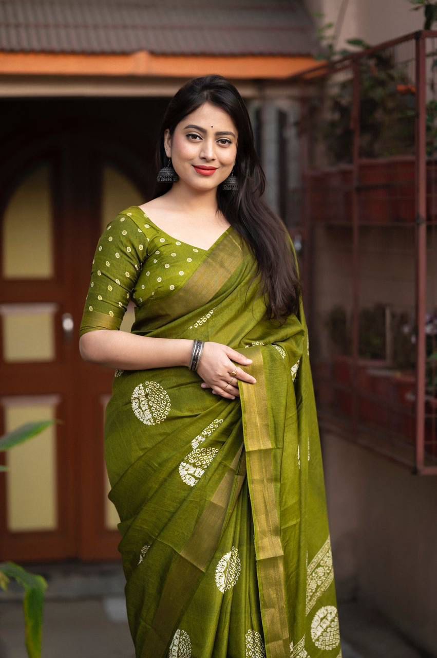 Kayatri New Designer Cotton Crepe Saree with Traditional Batik Style Prints