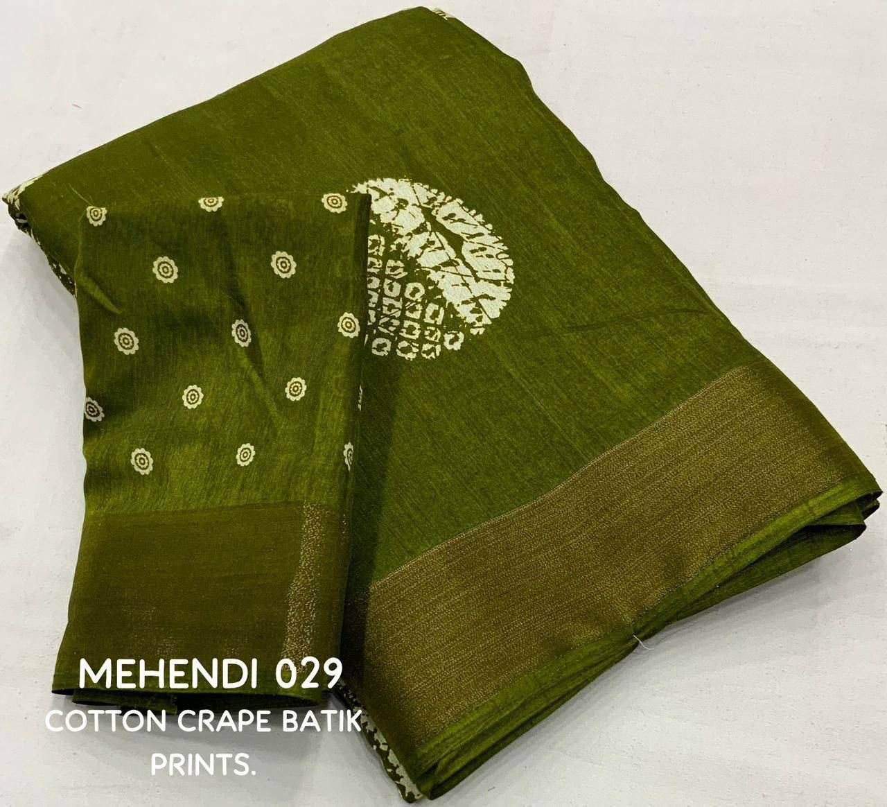 Kayatri New Designer Cotton Crepe Saree with Traditional Batik Style Prints
