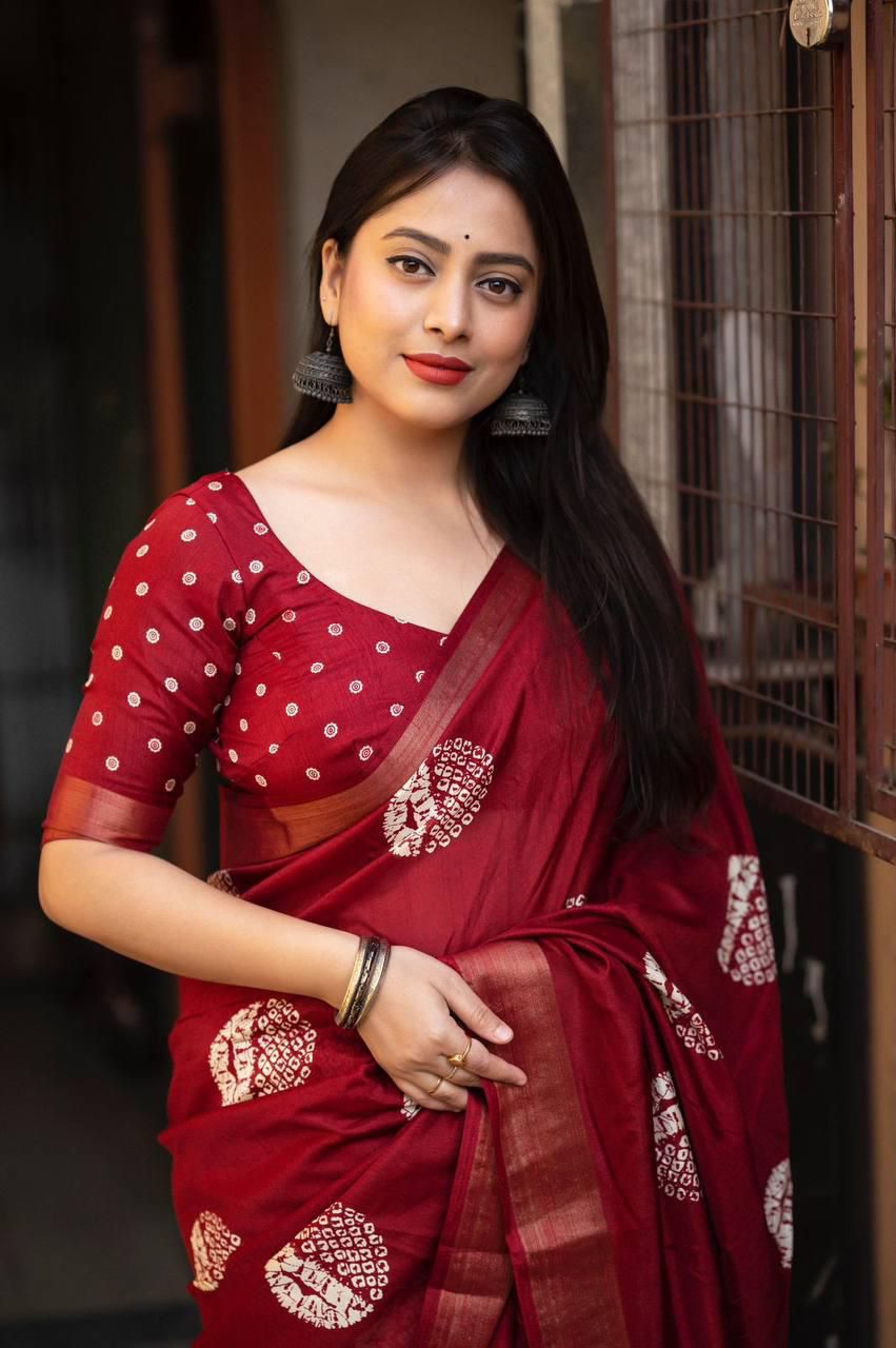 Kayatri New Designer Cotton Crepe Saree with Traditional Batik Style Prints