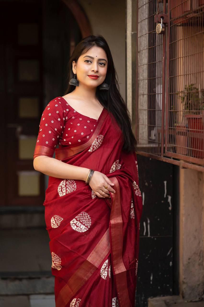 Kayatri New Designer Cotton Crepe Saree with Traditional Batik Style Prints