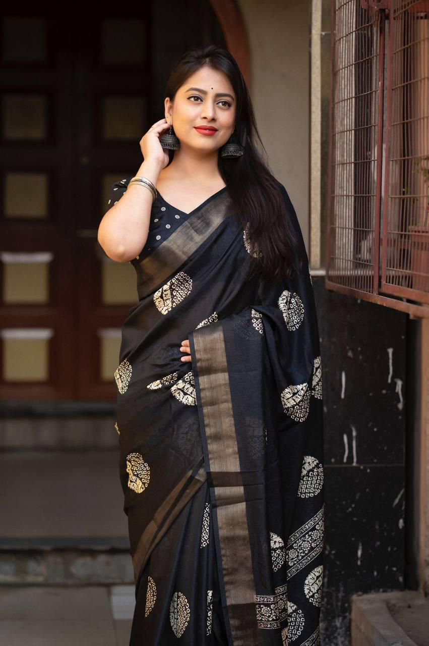 Kayatri New Designer Cotton Crepe Saree with Traditional Batik Style Prints