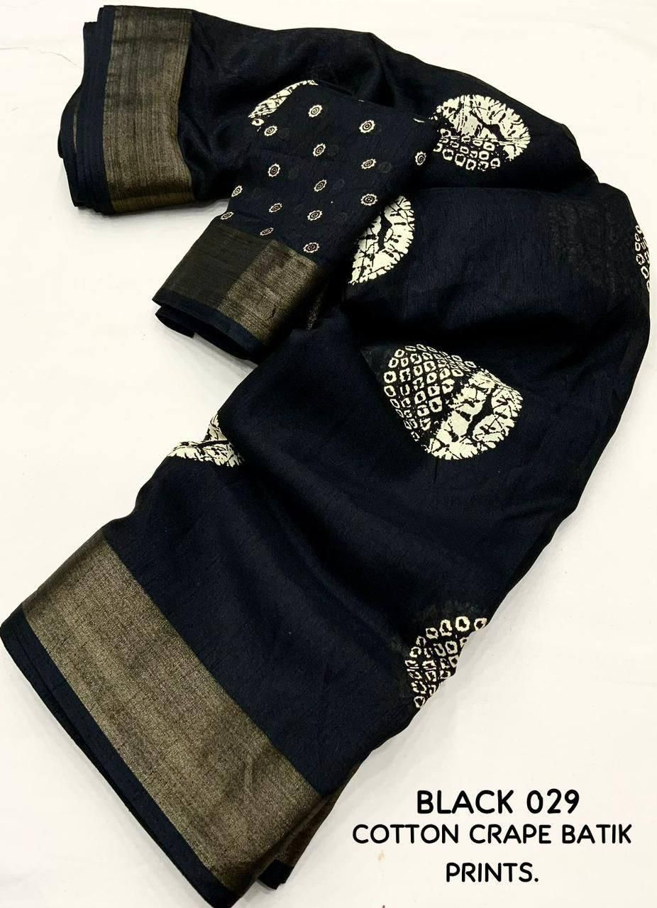 Kayatri New Designer Cotton Crepe Saree with Traditional Batik Style Prints