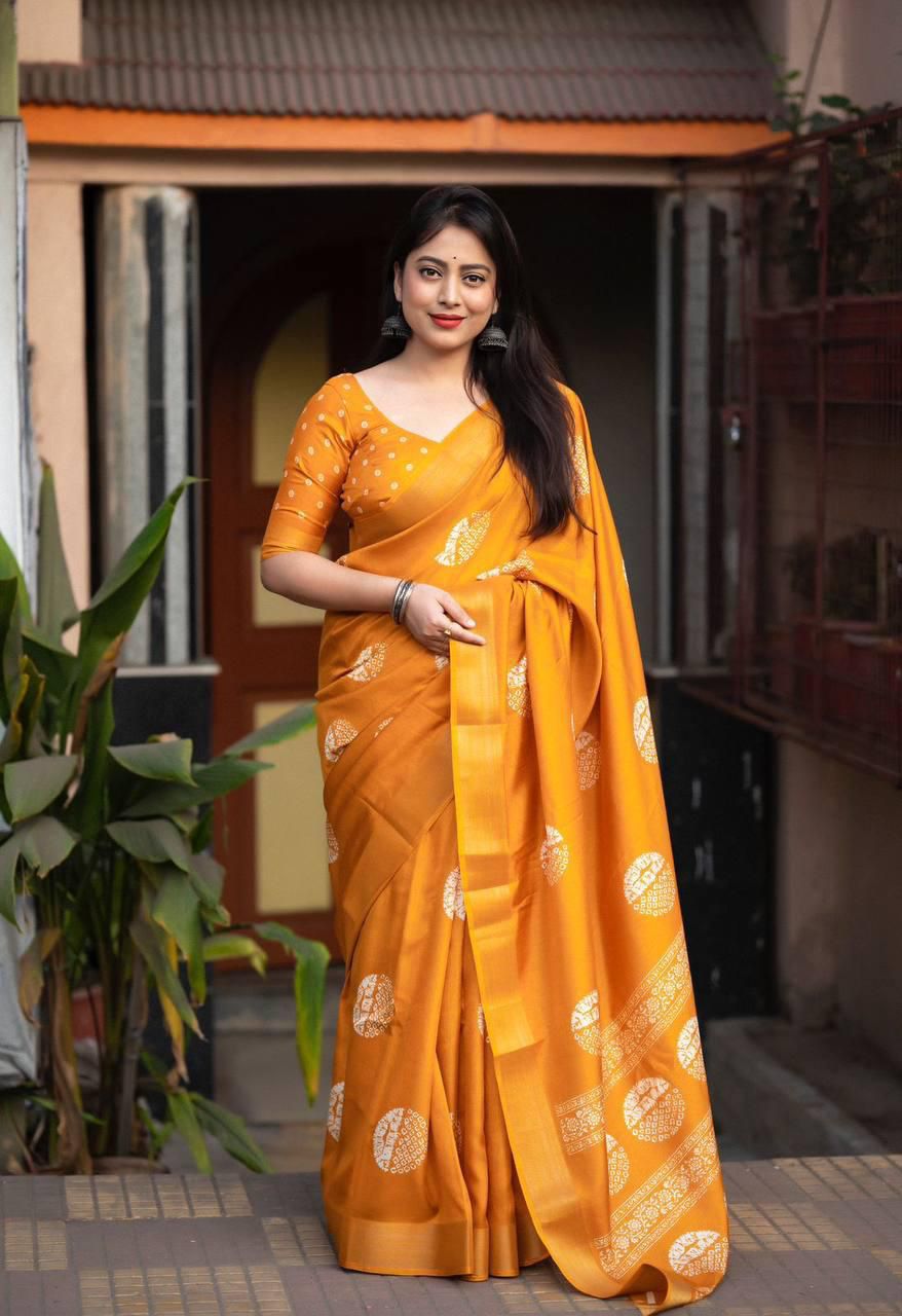 Kayatri New Designer Cotton Crepe Saree with Traditional Batik Style Prints