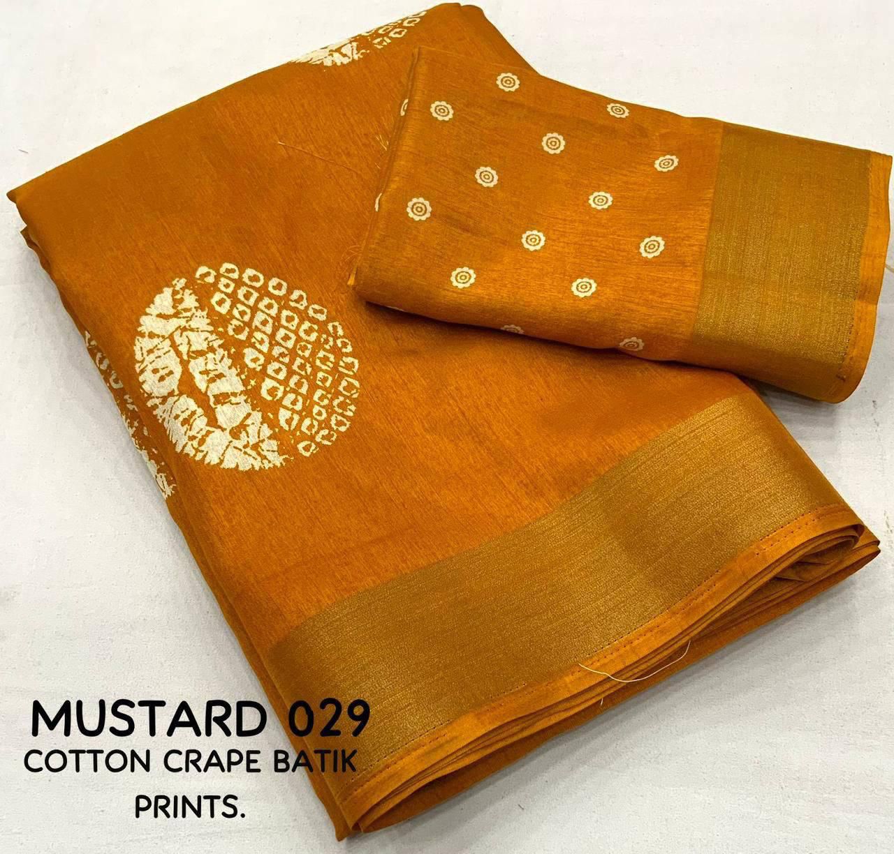 Kayatri New Designer Cotton Crepe Saree with Traditional Batik Style Prints